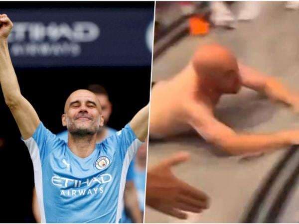Pep Guardiola Telanjang dan Meluncur di Ruang Ganti Manchester City Usai Juara?