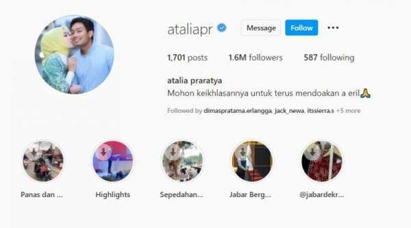Eril Belum Ditemukan, Istri Ridwan Kamil Atalia Praratya Ubah Foto Profile Bersama Sang Anak dan Mohon Doa