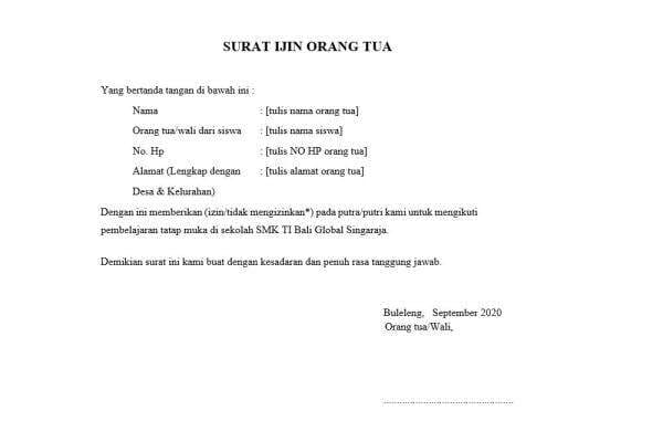 6 Contoh Surat Izin Orang Tua untuk Kegiatan Organisasi