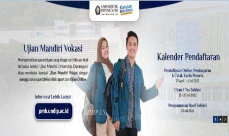 Jalur Mandiri Vokasi Undip Gunakan Nilai Raport dan Ujian Online, Yuk Simak