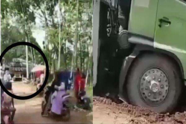 Viral! Truk Trailer Nyasar ke Perkampungan Warga, Pengakuan Sopir Bikin Terkejut: Digandeng Cewek Cantik