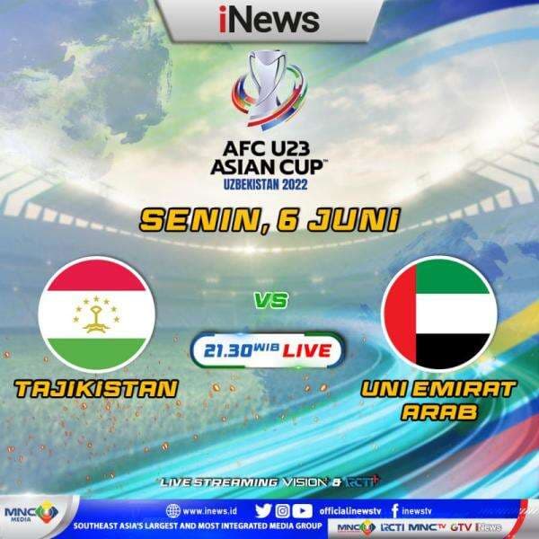 Hari ini! Tajikistan vs Uni Emirat Arab di Matchday 2 AFC U23 Asian Cup 2022, LIVE di iNews