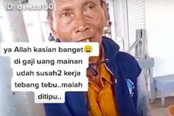 Viral Video Kakek Kuli Tebang Tebu Dibayar Pakai Uang Mainan, Netizen Iba