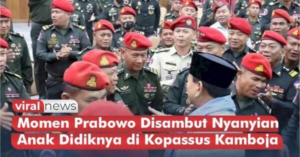 VIDEO: Momen Prabowo Disambut Nyanyian Anak Didiknya di Kopassus Kamboja