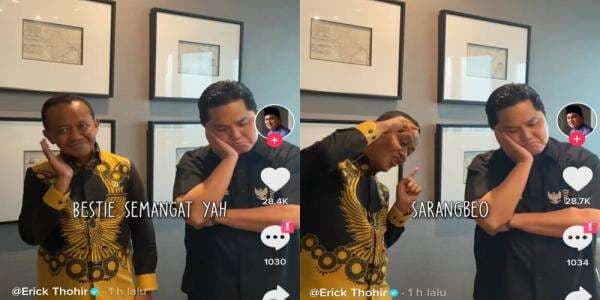 Ikuti Tren TikTok `Bestie Sarangbeo` Bareng Bahlil Lahadalia, Gaya Erick Thohir Jadi Sorotan Gaes