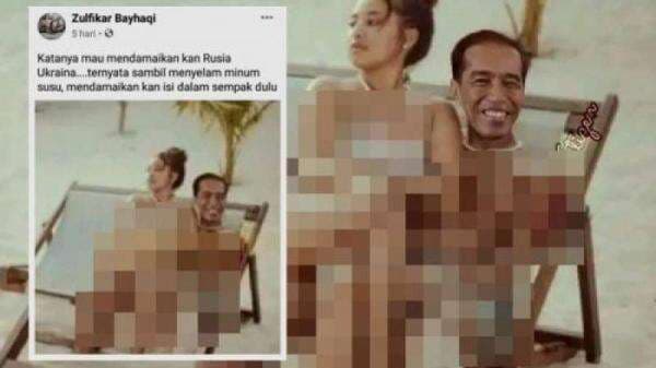 Heboh! Foto Jokowi Pangku Wanita Seksi di Pantai Viral di Media Sosial, Ini Faktanya