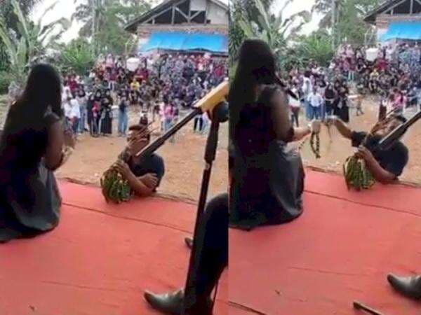 Bukan Uang Kertas, Biduan Dangdut Ini Malah Disawer Petai oleh Pria Ini