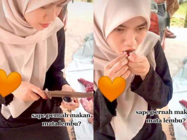 Waduh! Hijaber Cantik Ini Makan Mata Sapi Mentah, Diklaim Baik untuk Kesehatan Jantung