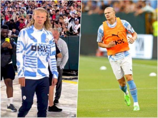Cetak Gol Debut untuk Man City, Intip Penampakan Langka Haaland Tanpa Rambut Dikuncir
