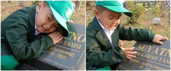Bocah ke makam ayah untuk pamit sekolah, kisahnya menguras air mata