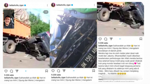 Mobil Hancur Parah, Orang Tua Bella Shofie Kecelakaan Saat Menuju Medan dari Jakarta Menggunakan Jalan Darat