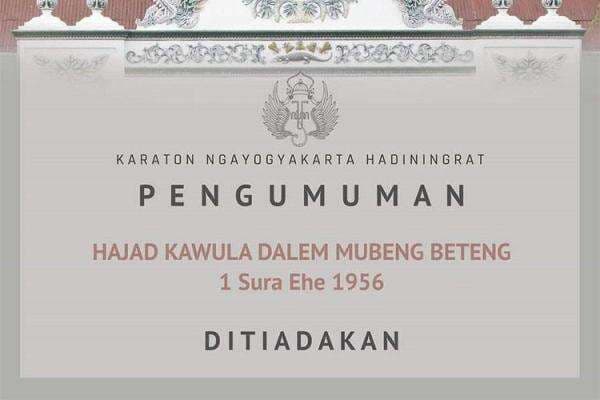 Keraton Yogyakarta Tiadakan Tradisi Mubeng Beteng Malam 1 Suro