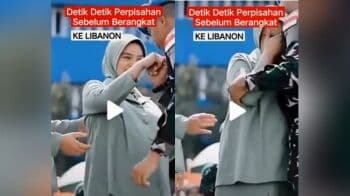 Viral Detik-Detik Momen Istri TNI Hamil Besar Tegar Ditinggal Suami Tugas ke Lebanon