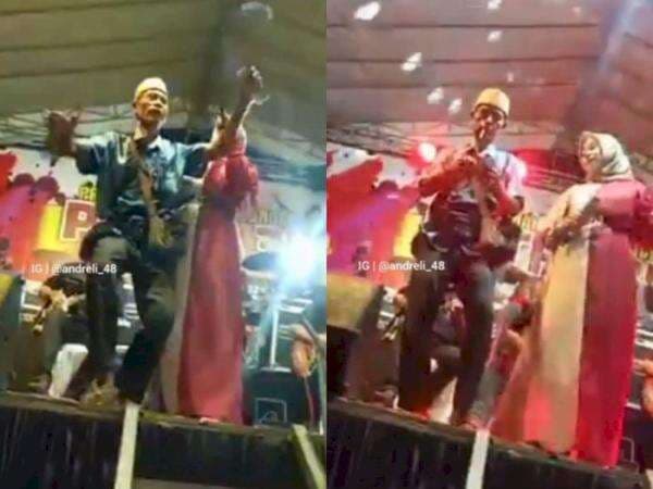 Viral, Kakek Pengamen Joget dan Nyawer Biduan di Atas Panggung, Butuh Hiburan?