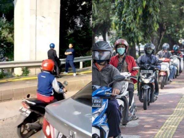 Pria Pejalan Kaki ini Nantangin Pengendara Motor yang Gunakan Trotoar buat Jalan Motong