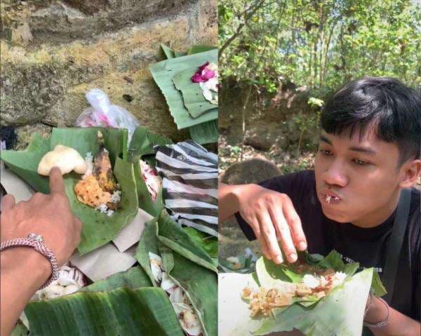 Demi Konten, Pemuda Ini Nekat Makan Sesajen di Kuburan