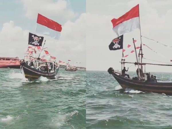 Sugoi! Kapal Nelayan Indonesia Kibarkan Bendera Topi Jerami dari Anime One Piece