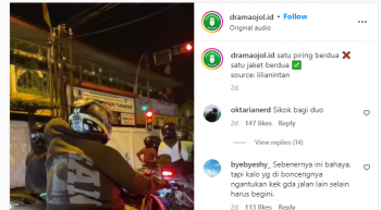 Viral Pasangan Boncengan Naik Sepeda Motor Satu Jaket Berdua, <i>So Sweet</i>!