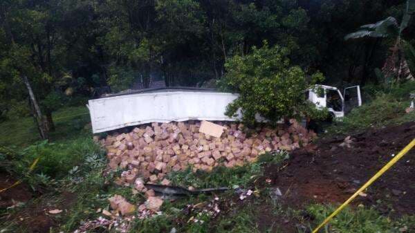 Truk Box Masuk Jurang di Gentong Tasikmalaya, Diduga Rem Blong