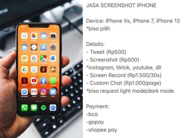 Wih! Usai Jasa Sewa iPhone, Kini Muncul Jasa Screenshot iPhone, Tarifnya Mulai Gopek