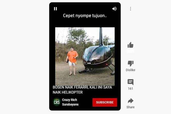 Bosan Naik Ferrari, Crazy Rich Surabaya Pilih Helikopter