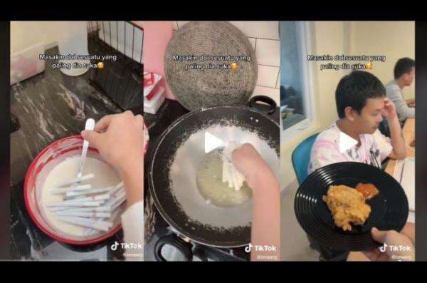 Viral Aksi Seorang Istri Menggoreng Rokok Menggunakan Tepung, Hingga Buat Sang Suami Bingung