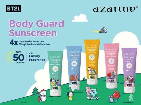 Azarine x BT21 Bodyguard Moisturizer Sunscreen Serum untuk Menutrisi dan Lindungi Kulit dari Sinar UV