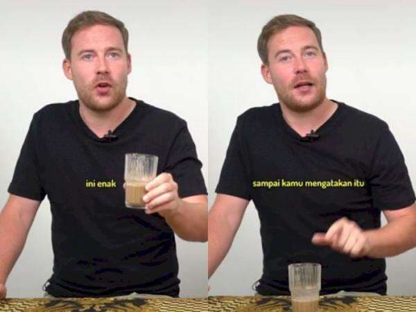 Lucu! Bule Ini Nyobain Teh Talua khas Sumbar, Nyesal Bilang Enak saat Tahu Bahan-Bahannya