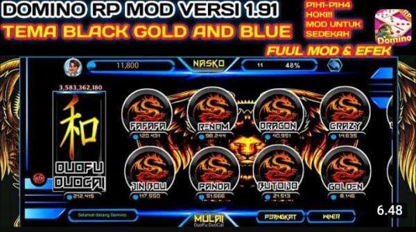 Link Download Apk Mod Higgs Domino RP V1.91 X8 Speeder Tema Black Gold and Blue Full Script Scatter Terbaru