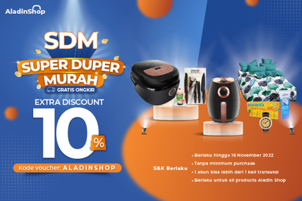Super Duper Murah! Dapatkan Harga Diskon + Gratis Ongkir ke Seluruh Indonesia hanya di AladinMall