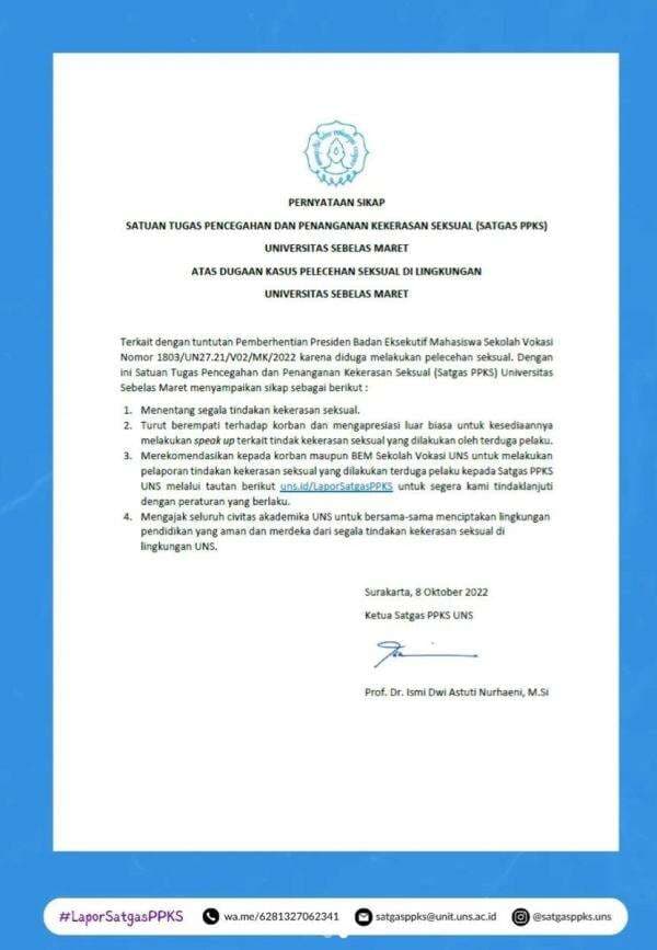 Heboh! Dugaan Pelecehan Seksual Sesama Jenis Terjadi UNS Solo, Pelakunya Ternyata