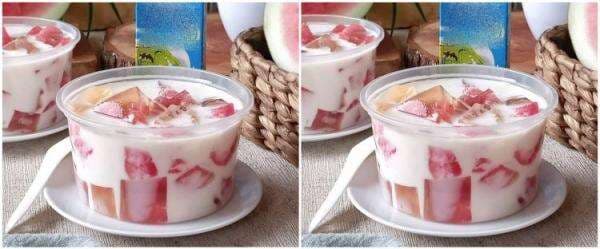 Cara membuat susu jelly semangka, segar dan bikin nambah