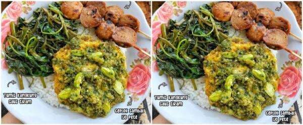 Resep telur ceplok sambal hijau pete, enak dan bikin nagih