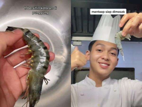 Chef Pria Ini Bagikan Cara Bersihkan Udang Pakai Tusuk Sate, Malah Salfok sama Wajahnya