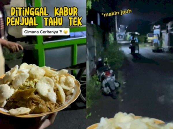 Lagi Asyik Makan Tahu Tek, Pria Ini Malah Ditinggal sama Penjualnya! Kan Belum Dibayar?