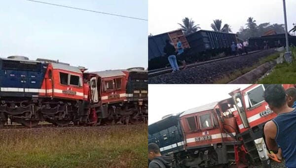 Dua Kereta Api Batu Bara `Adu Banteng` di Stasiun Rengas Lampung