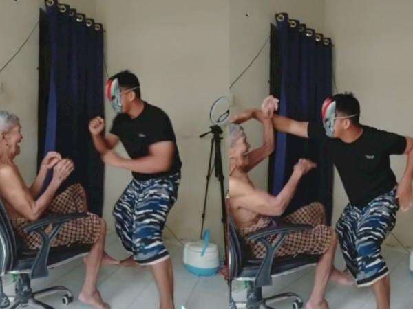 Bikin Mewek! Video Anak Bercandai Ayahnya yang Lansia, Sengaja Main Topeng-topengan