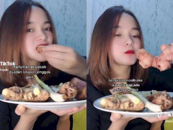 Buset! Cewek Cantik Mukbang Rempah-Rempah: Gigit Kunyit, Jahe, Lengkuas Kayak Makan Apel