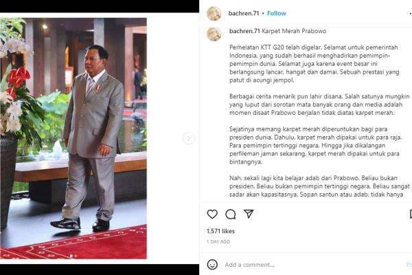 Viral Prabowo Tidak Injak Karpet Merah saat G20, Didoakan Jadi Presiden