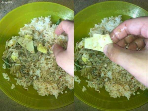 Lagi Asyik Makan Nasi Pakai Sayur &amp; Tahu, TikTokers Ini Temukan Benda Aneh di Lauknya