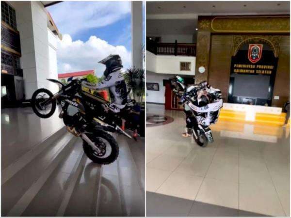 Waduh! Kantor Gubernur Kalsel Jadi Arena Freestyle Anak Motor Kelas Dunia Graham Jarvis