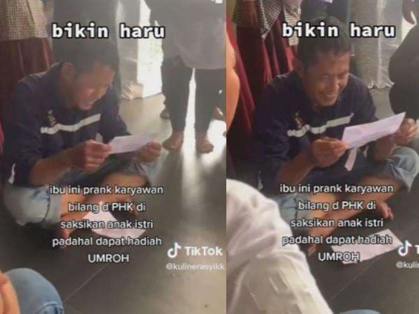 Viral, Momen Haru Pria Kena Prank Bos, Diberi Surat PHK Ternyata Hadiah Umroh Sekeluarga