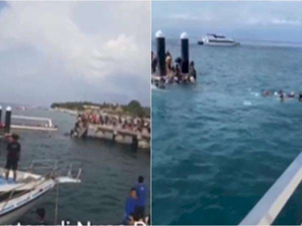 Detik-Detik Jembatan di Nusa Penida Bali Ambruk, Puluhan Wisman Jatuh ke Laut