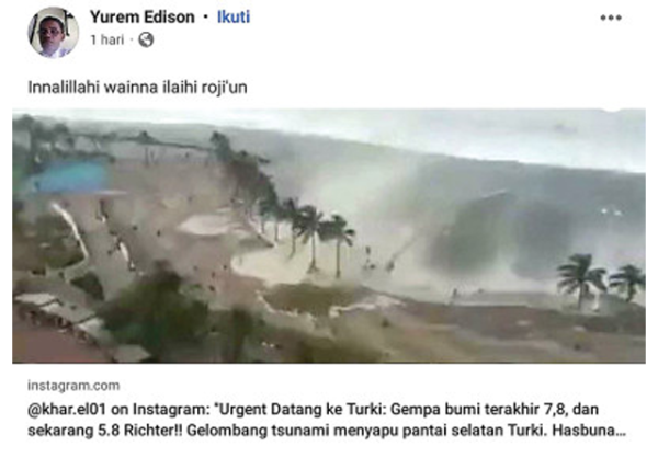 Sembarangan Sebut Tsunami di Turki, padahal Air Pasang di Afsel