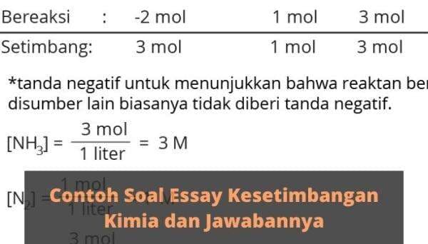 Contoh Soal Essay Kesetimbangan Kimia dan Jawabannya