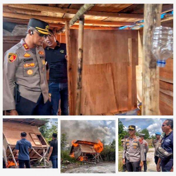 Polisi Gerebek Sarang Narkoba di Katingan, Tiga Orang Diamankan, Dua Bangunan Dihancurkan