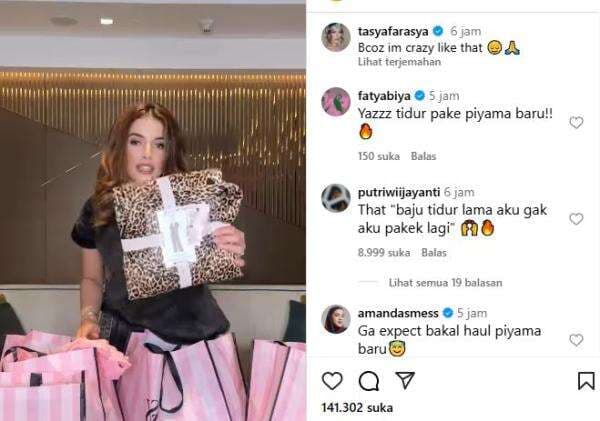 Tasya Farasya Borong Baju Tidur Usai Gugat Cerai Suami, Netizen: Move On-nya Gak Kaleng-Kaleng
