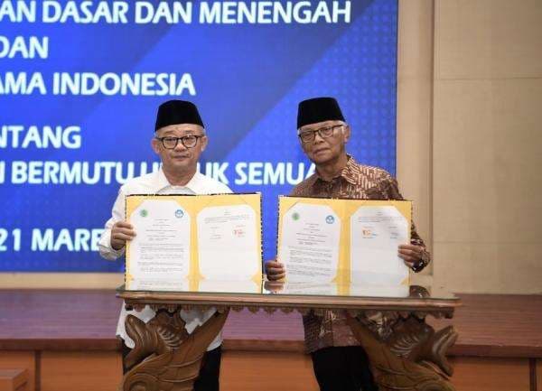 Mendikdasmen dan MUI Tanda Tangani Nota Kesepahaman Tentang Layanan Pendidikan Bermutu