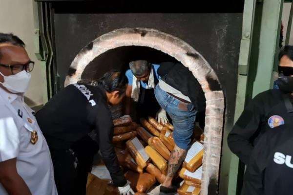 Ganja Siap Edar Seberat 145 Kg Dimusnahkan BNNP Sumbar di Padang, 4 Tersangka Ditahan Ganja Siap Edar Seberat 145 Kg Dimusnahkan BNNP Sumbar di Padang, 4 Tersangka Ditahan