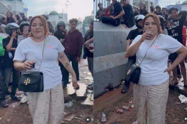 Aksi Lisa Mariana Demo di Gedung DPR: Gua Tiban Apa Nih Gedung?